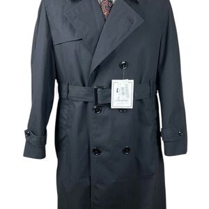 Men's Black Double-Breasted Trench Coat